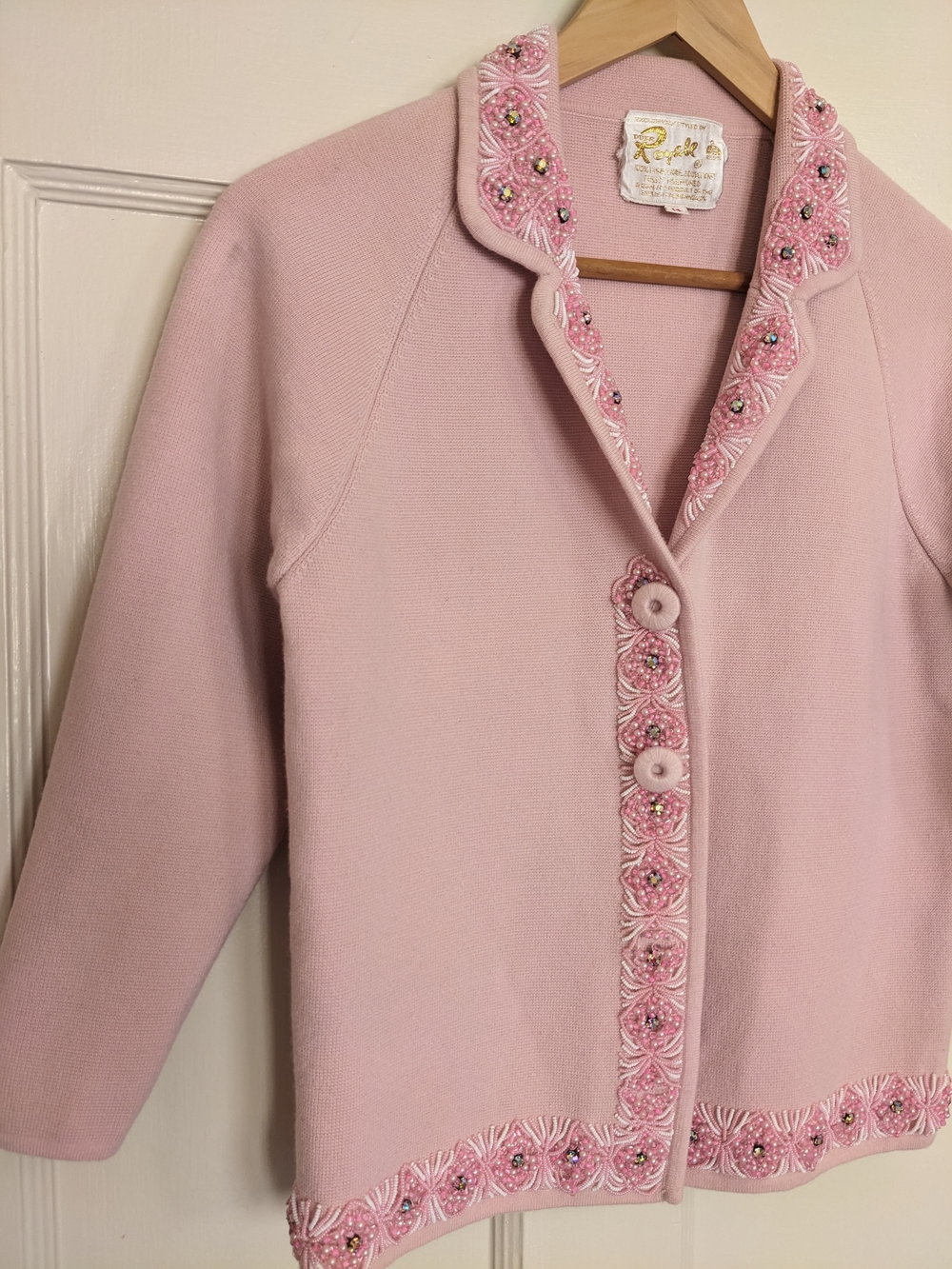 Duke Royale Rare and Beautiful 1950's Wool Hand-beaded Cardigan.